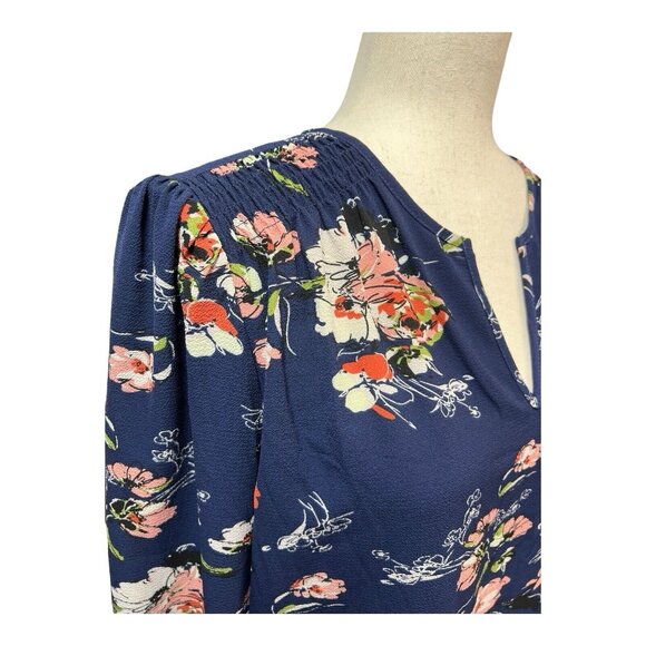 Fun2Fun Womens Floral Blouse~Size S~Navy 3/4 Sleeve Top~Stitch Fix NWOT~L12 10 - Picture 3 of 11